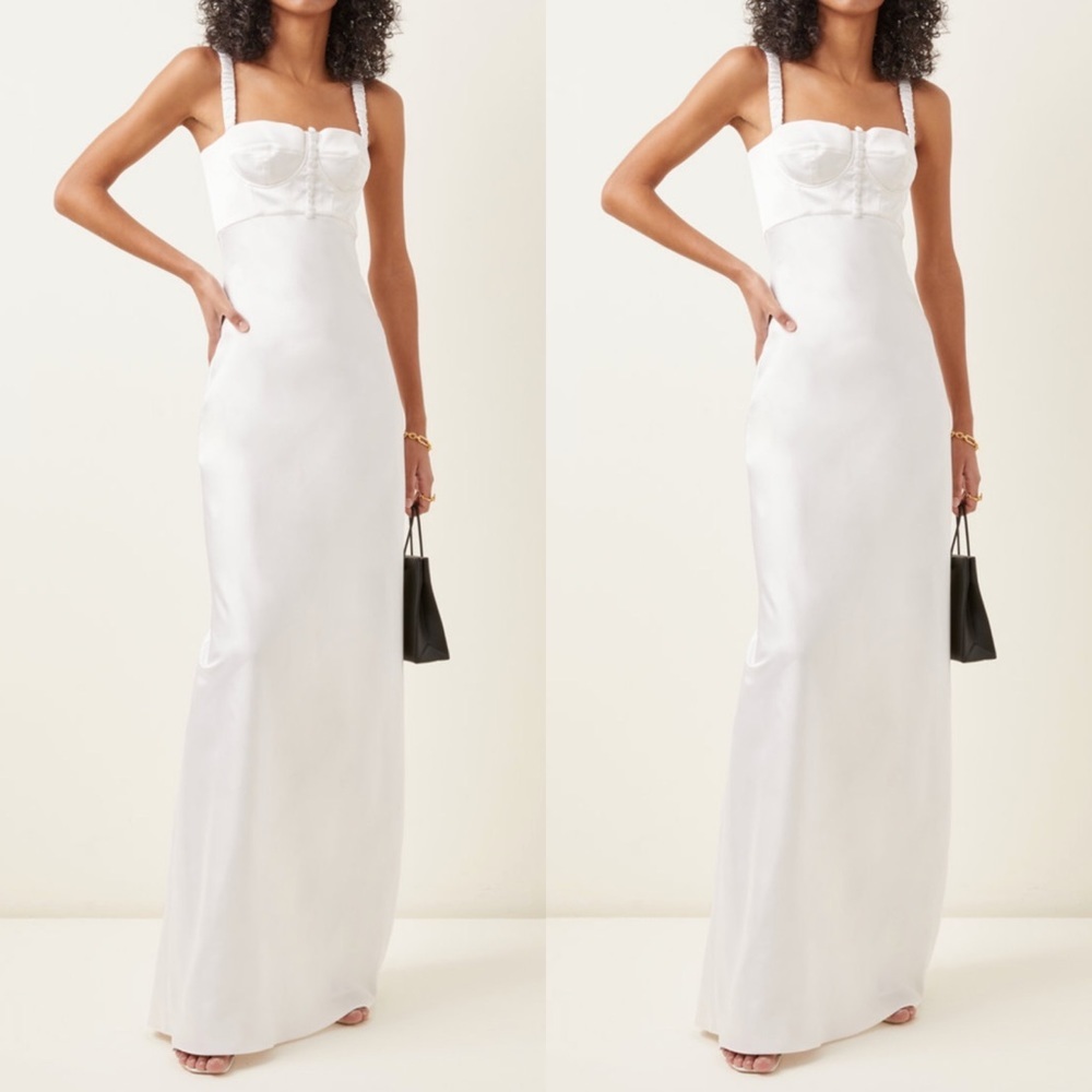 Anna October Bustier Satin white Maxi Dress size US 6 (med) NEW! New with tags!